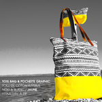 Sac cabas graphique assorti à sa pochette imprimé Les petits pois - Collection 2019